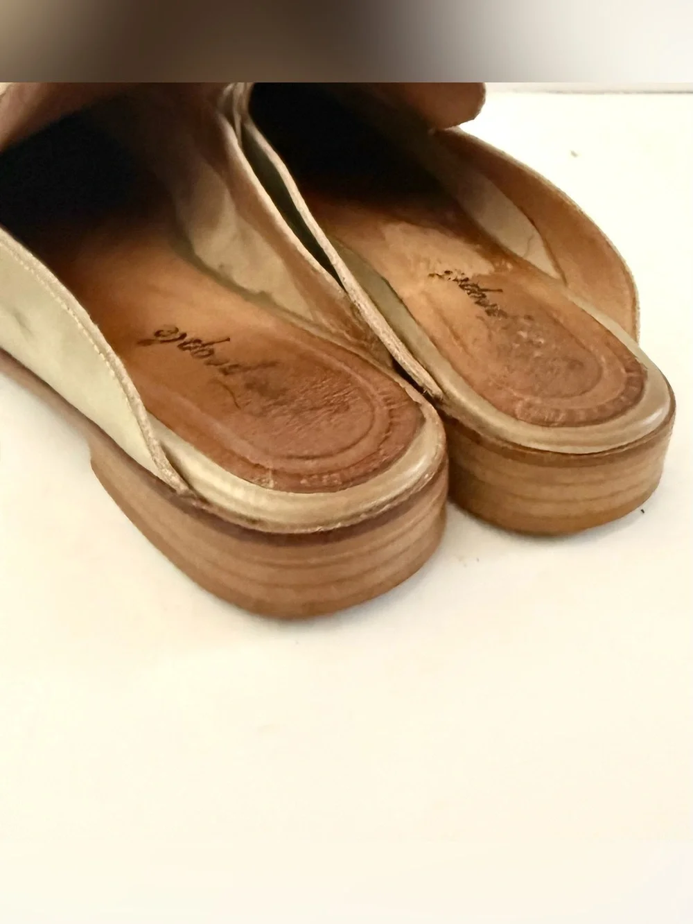Free People At Ease Mules Slides Flats Metallic Gold Loafer Size 9.5